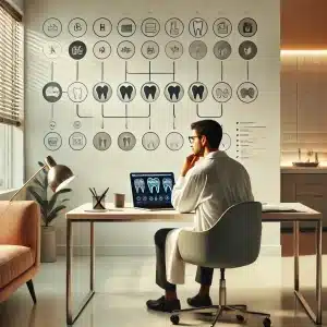 Oral surgeon reviewing digital patient journey strategy for oral surgery marketing and consultation conversion.